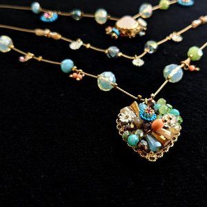 Betsey Johnson "Woven Hearts" Triple Neckalce
